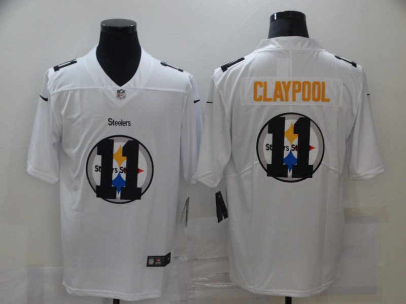 Men's Pittsburgh Steelers #11 Chase Claypool White Shadow Logo Limited Stitched Jersey